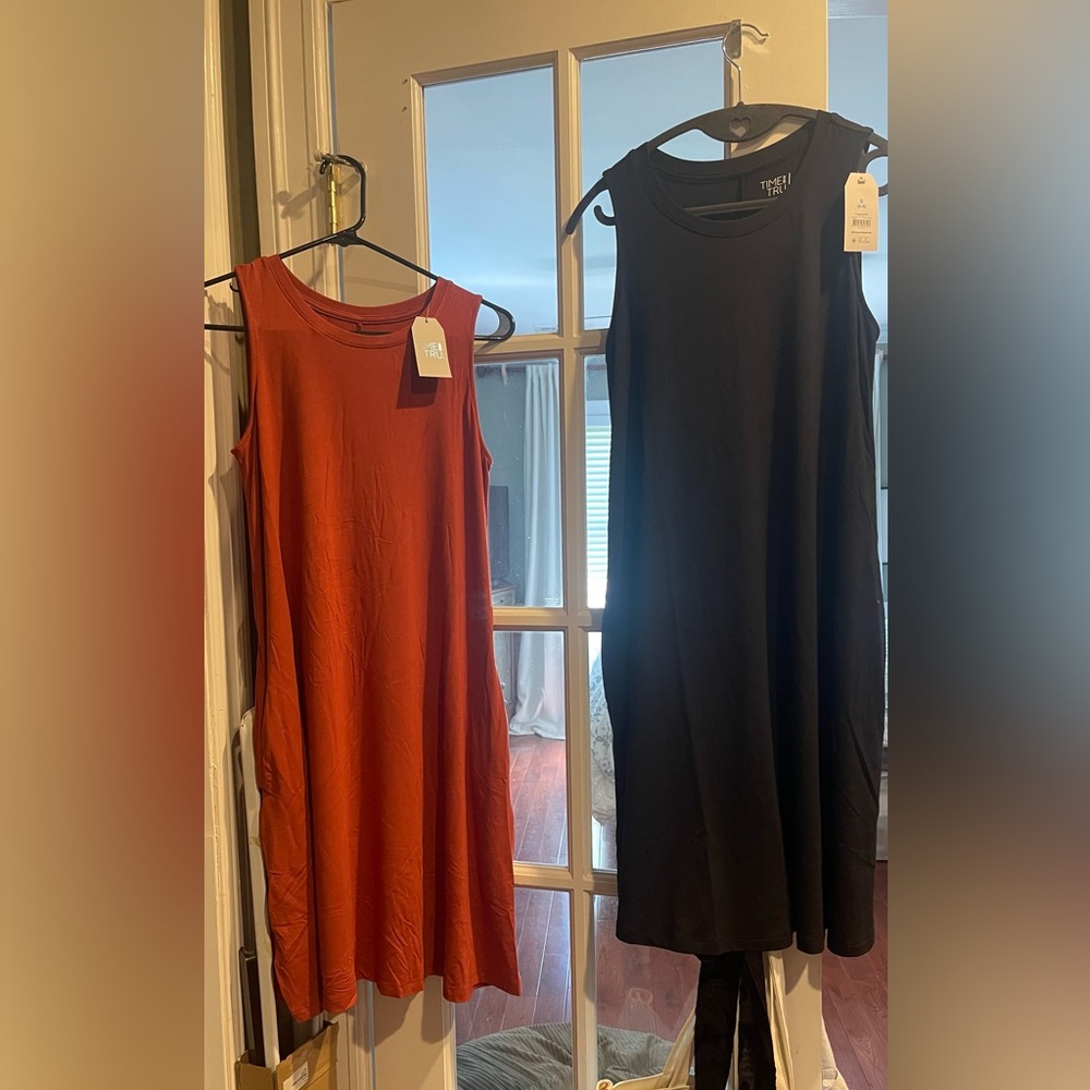 NWT’s 2 sundress BUNDLE!- Time and Tru Orange and Black Sleeveless dresses